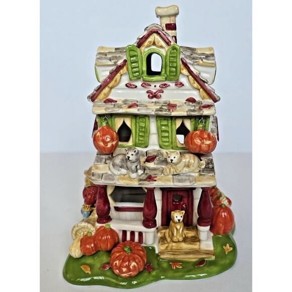 AVON Autumn's Glow Tealight House By Luminous Treasures Fall/Halloween 2002 - Picture 1 of 10